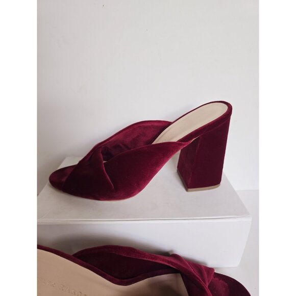 Loeffler Randall Laurel Twist Velvet Burgundy Mule Open Peep Toe Heels Sandals 9 - Picture 6 of 14